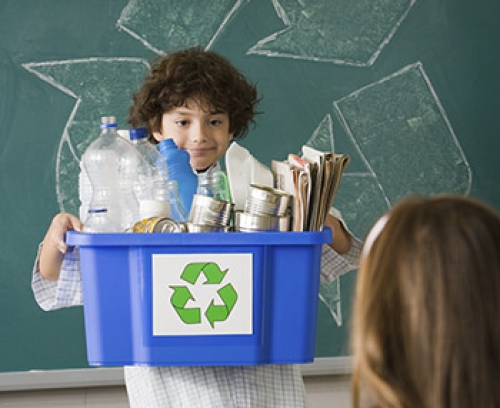 students recycling
